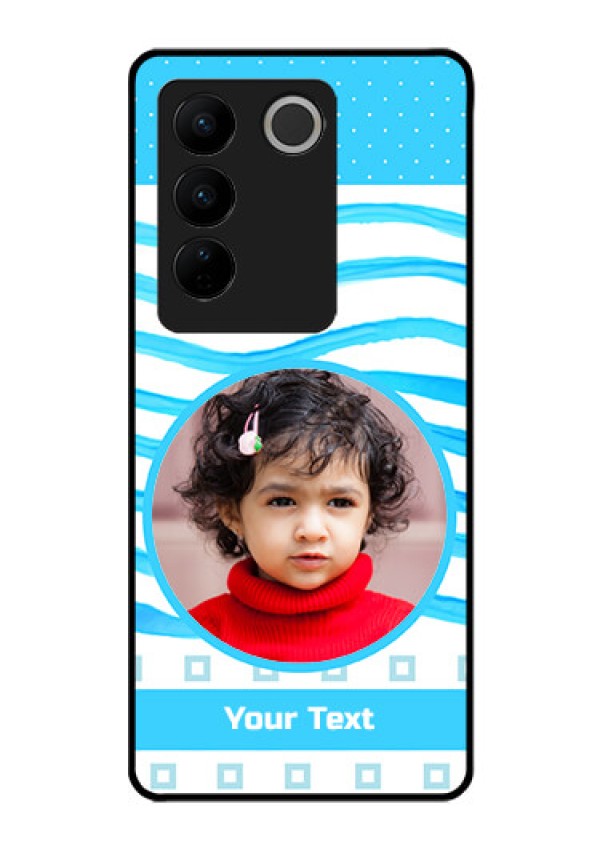 Vivo V27 5G Custom Glass Phone Case - Simple Blue Case Design