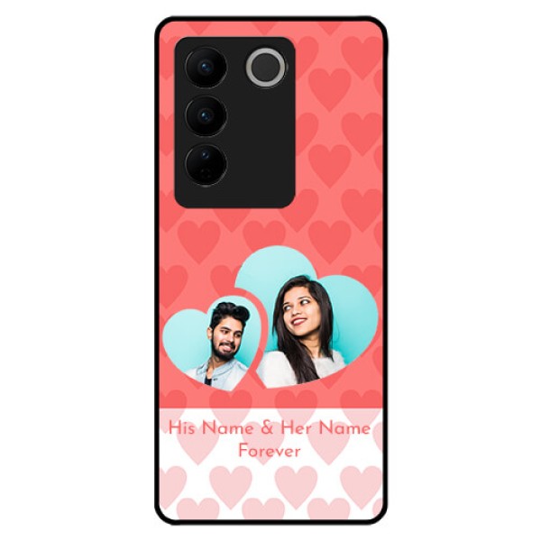 Vivo V27 5G Personalized Glass Phone Case - Couple Pic Upload Design