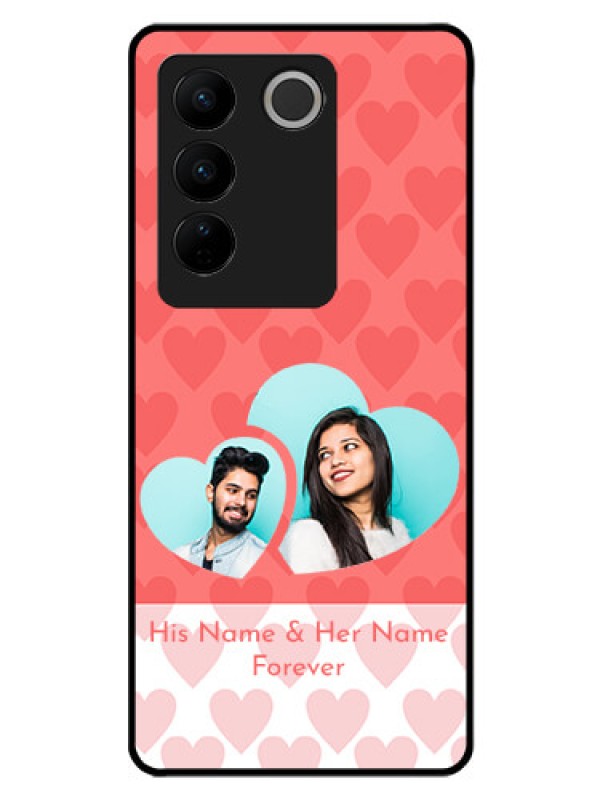 Custom Vivo V27 5G Personalized Glass Phone Case - Couple Pic Upload Design