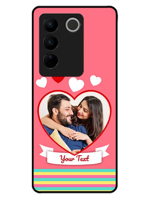 Custom Vivo V27 5G Photo Printing on Glass Case - Love Doodle Design