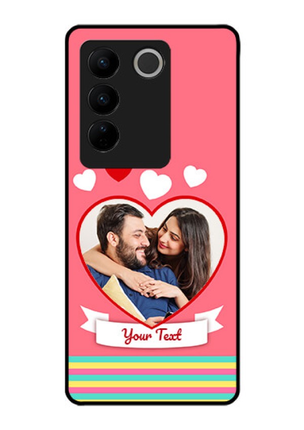 Vivo V27 5G Photo Printing on Glass Case - Love Doodle Design