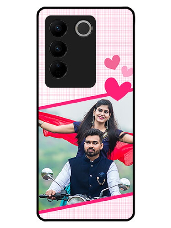 Custom Vivo V27 5G Custom Glass Phone Case - Love Shape Heart Design