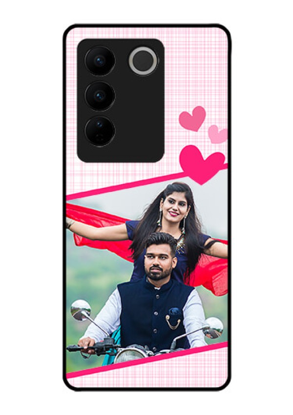 Vivo V27 5G Custom Glass Phone Case - Love Shape Heart Design