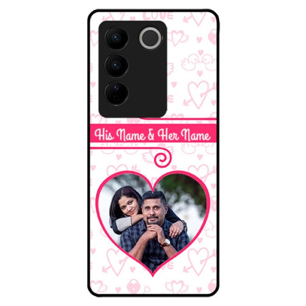 Vivo V27 5G Personalized Glass Phone Case - Heart Shape Love Design