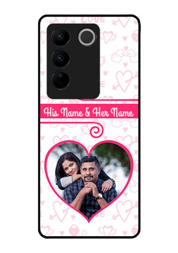 Vivo V27 5G Personalized Glass Phone Case - Heart Shape Love Design