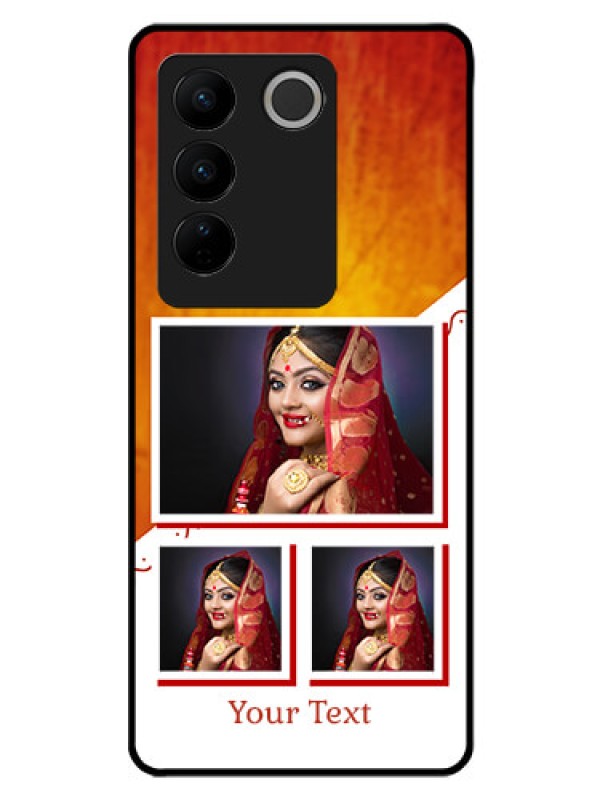 Custom Vivo V27 5G Custom Glass Phone Case - Wedding Memories Design