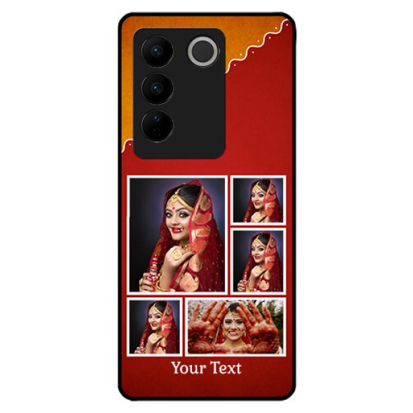 Vivo V27 5G Personalized Glass Phone Case - Wedding Pic Upload Design