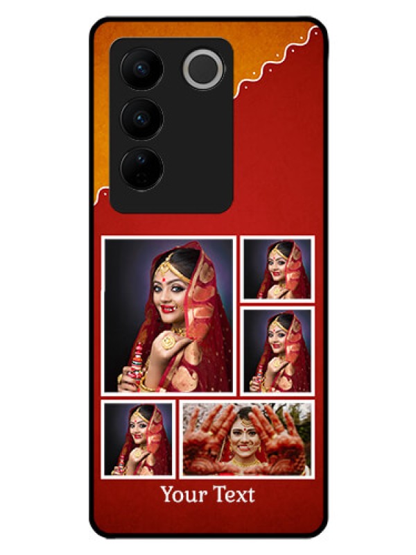 Custom Vivo V27 5G Personalized Glass Phone Case - Wedding Pic Upload Design