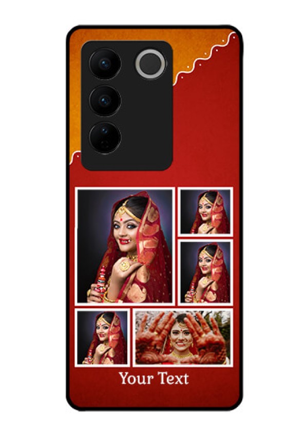 Vivo V27 5G Personalized Glass Phone Case - Wedding Pic Upload Design