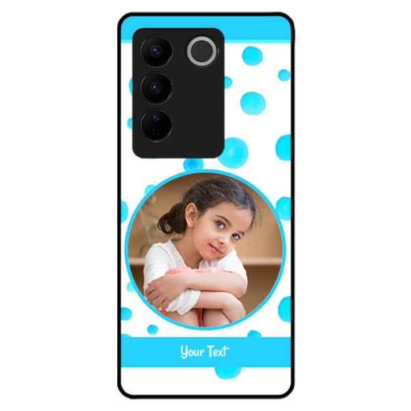 Vivo V27 5G Photo Printing on Glass Case - Blue Bubbles Pattern Design