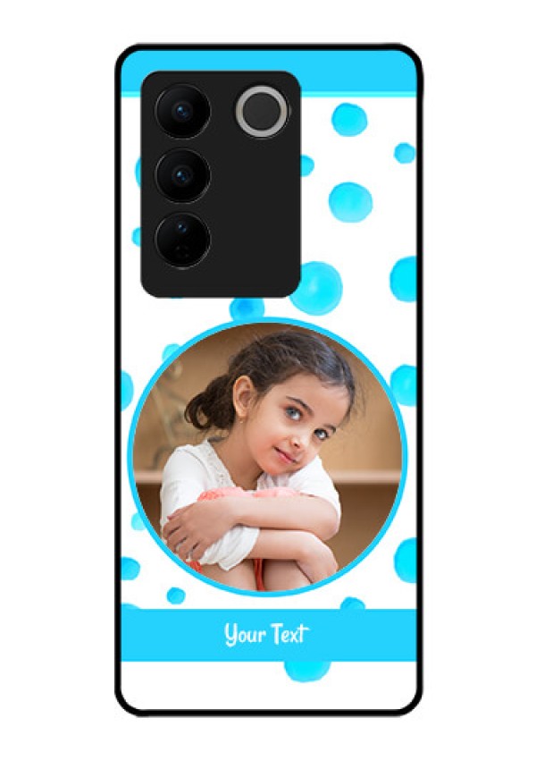 Vivo V27 5G Photo Printing on Glass Case - Blue Bubbles Pattern Design