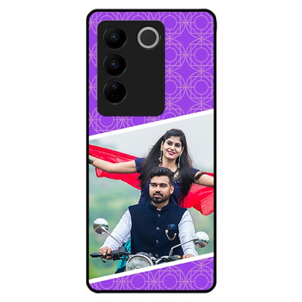 Vivo V27 5G Custom Glass Phone Case - Violet Pattern Design