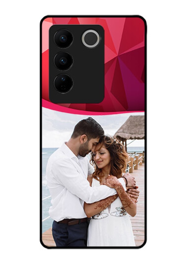 Vivo V27 5G Custom Glass Mobile Case - Red Abstract Design