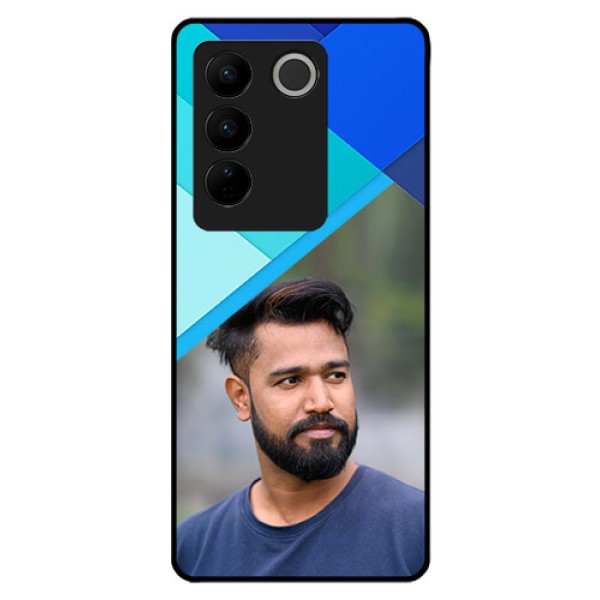 Vivo V27 5G Custom Glass Phone Case - Blue Pattern Design