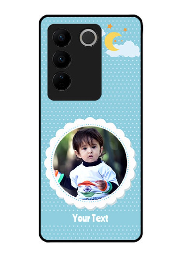 Vivo V27 5G Personalised Glass Phone Case - Violet Pattern Design