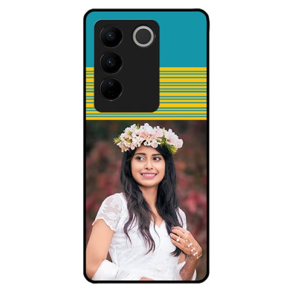 Vivo V27 5G Custom Glass Phone Case - Yellow & Blue Design