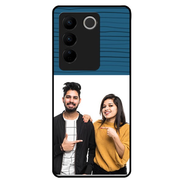 Vivo V27 5G Custom Glass Phone Case - Blue Pattern Cover Design