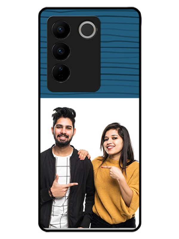 Custom Vivo V27 5G Custom Glass Phone Case - Blue Pattern Cover Design