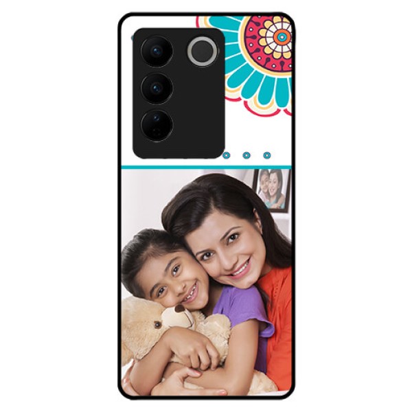 Vivo V27 5G Custom Glass Phone Case - Flower Design