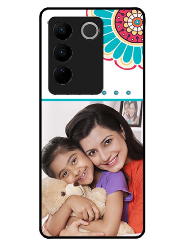 Custom Vivo V27 5G Custom Glass Phone Case - Flower Design