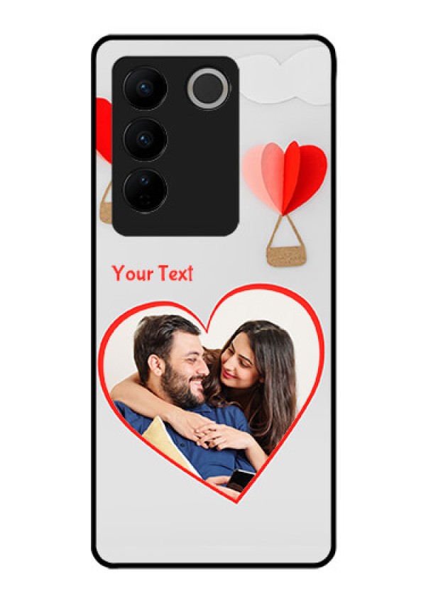 Vivo V27 5G Custom Glass Mobile Case - Parachute Love Design