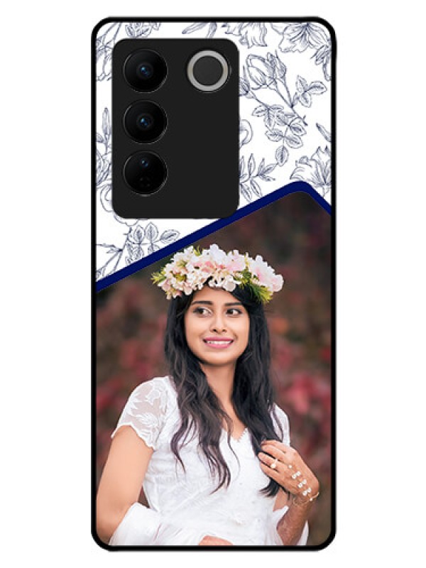 Custom Vivo V27 5G Personalized Glass Phone Case - Premium Floral Design