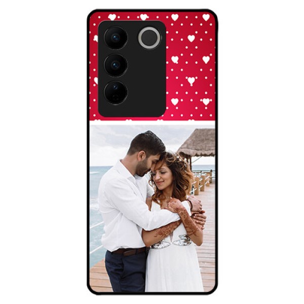 Vivo V27 5G Photo Printing on Glass Case - Hearts Mobile Case Design