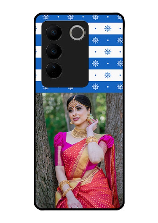 Vivo V27 5G Photo Printing on Glass Case - Snow Pattern Design
