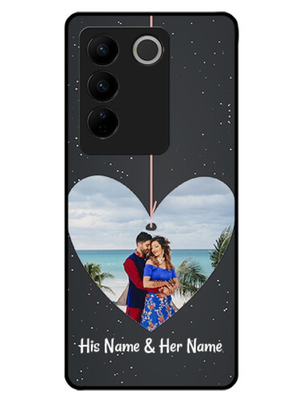 Custom Vivo V27 5G Custom Glass Phone Case - Hanging Heart Design