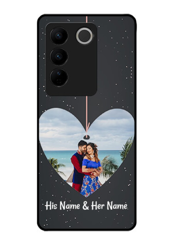 Vivo V27 5G Custom Glass Phone Case - Hanging Heart Design