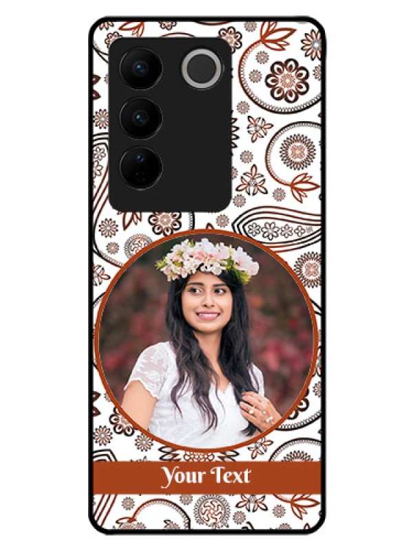Custom Vivo V27 5G Custom Glass Mobile Case - Abstract Flower Design