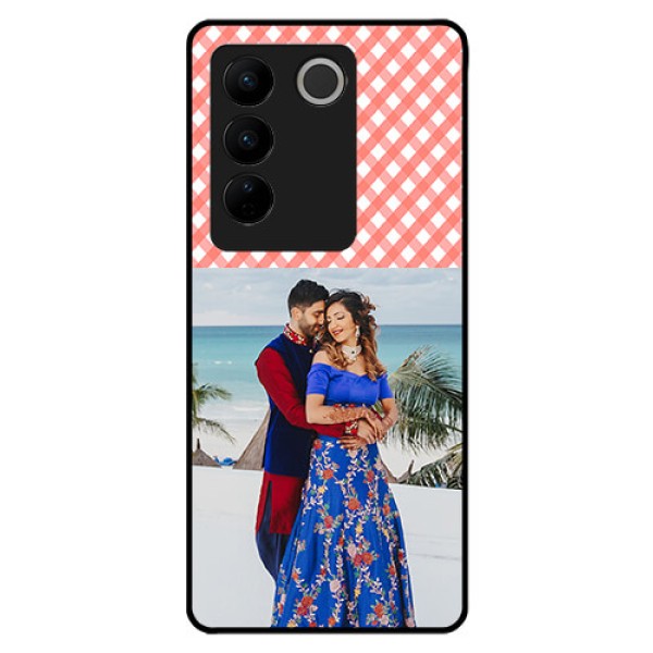 Vivo V27 5G Personalized Glass Phone Case - Pink Pattern Design