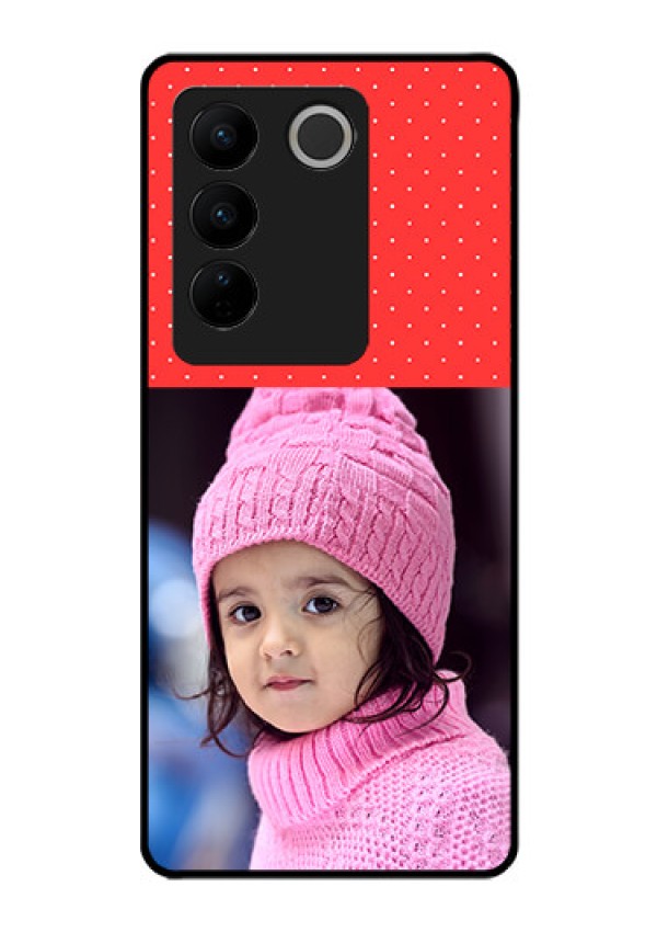 Vivo V27 5G Photo Printing on Glass Case - Red Pattern Design