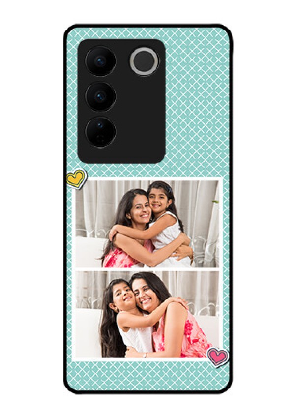 Vivo V27 5G Custom Glass Phone Case - 2 Image Holder with Pattern Design