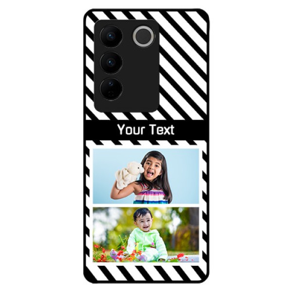 Vivo V27 5G Photo Printing on Glass Case - Black And White Stripes Design Vivo V27 5G Photo Printing on Glass Case - Black And White Stripes Design