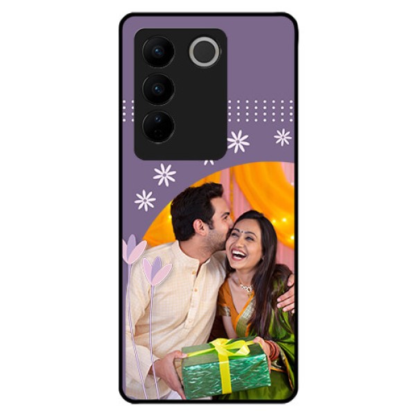 Vivo V27 5G Custom Glass Mobile Case - Lavender flowers design
