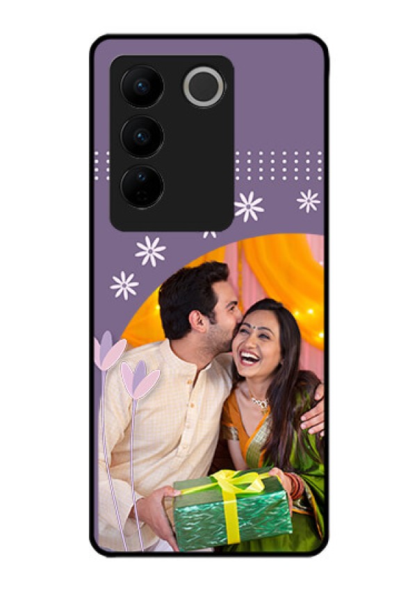 Vivo V27 5G Custom Glass Mobile Case - Lavender flowers design