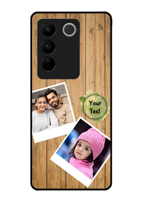 Vivo V27 5G Custom Glass Phone Case - Wooden Texture Design
