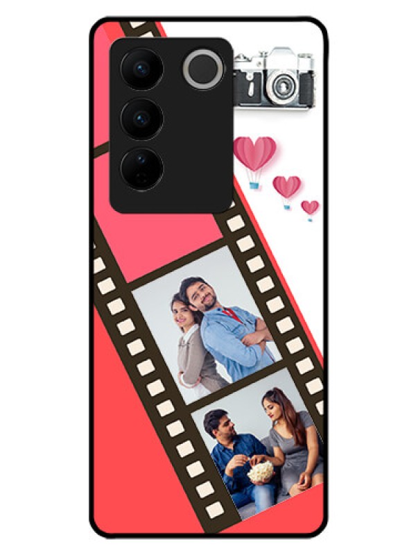 Custom Vivo V27 5G Personalized Glass Phone Case - 3 Image Holder with Film Reel