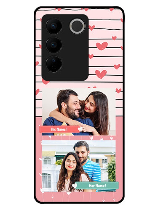 Custom Vivo V27 5G Custom Glass Mobile Case - Photo with Heart Design
