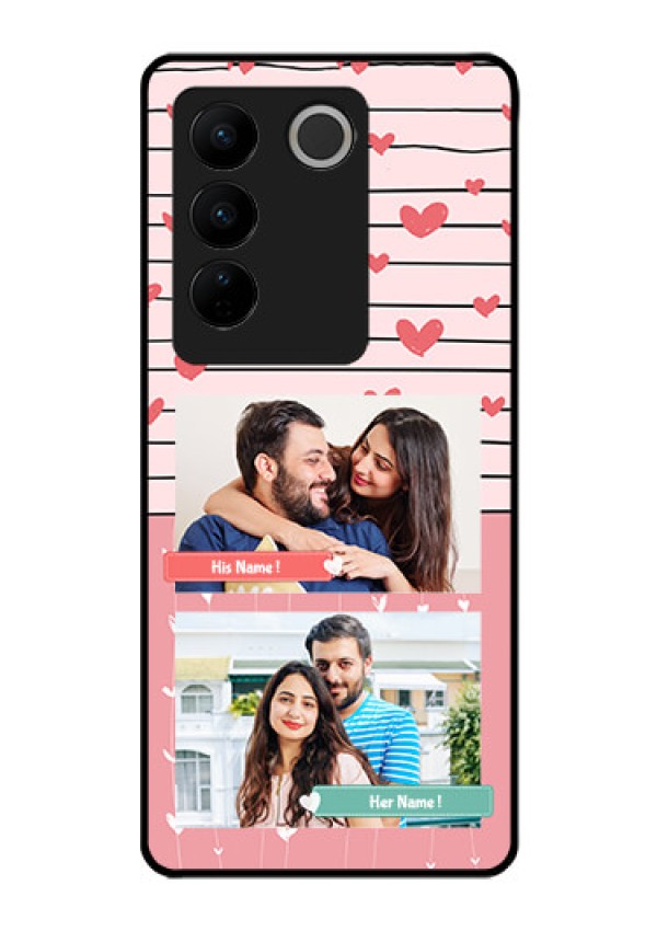 Vivo V27 5G Custom Glass Mobile Case - Photo with Heart Design