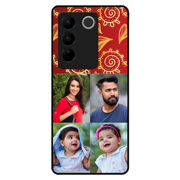 Vivo V27 5G Photo Printing on Glass Case - 4 Image Traditional Design