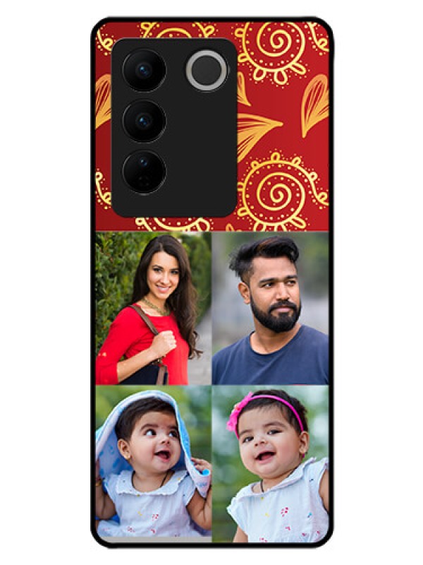 Custom Vivo V27 5G Photo Printing on Glass Case - 4 Image Traditional Design
