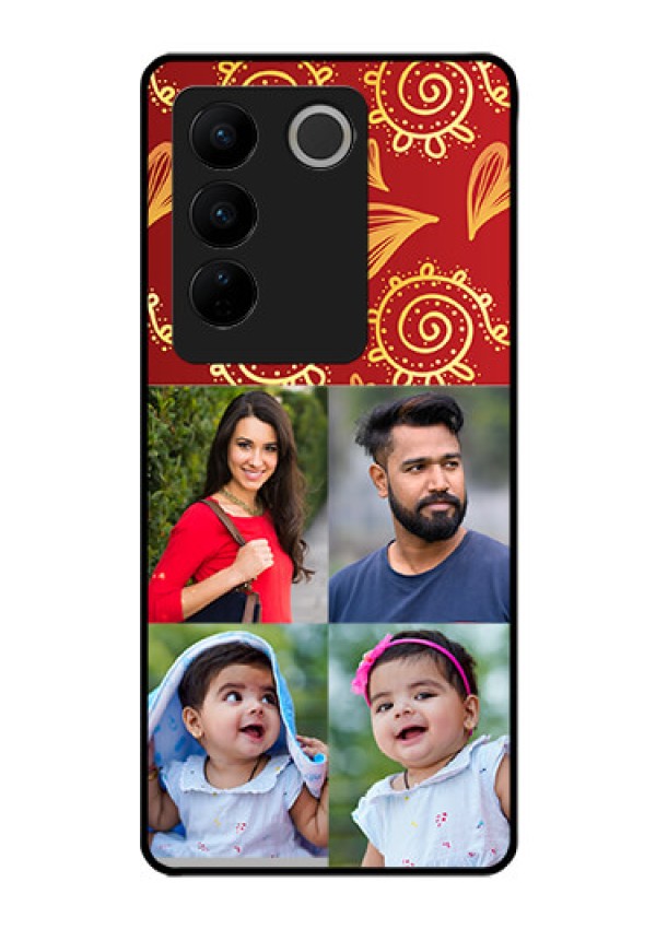Vivo V27 5G Photo Printing on Glass Case - 4 Image Traditional Design