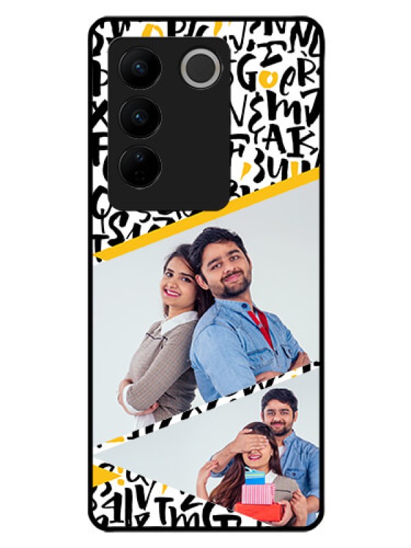 Custom Vivo V27 5G Custom Glass Mobile Case - Letters Pattern Design