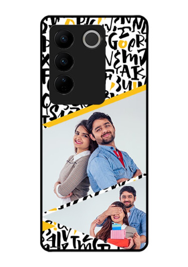 Vivo V27 5G Custom Glass Mobile Case - Letters Pattern Design