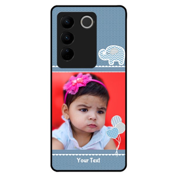 Vivo V27 5G Photo Printing on Glass Case - with Kids Pattern Design