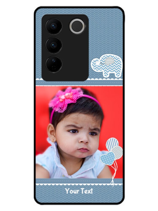 Custom Vivo V27 5G Photo Printing on Glass Case - with Kids Pattern Design