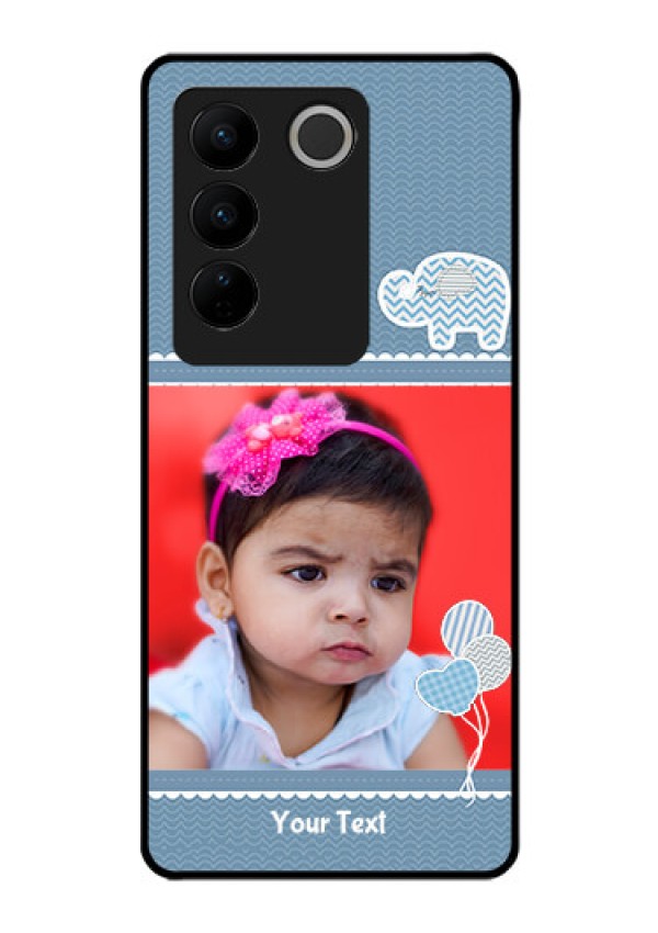 Vivo V27 5G Photo Printing on Glass Case - with Kids Pattern Design