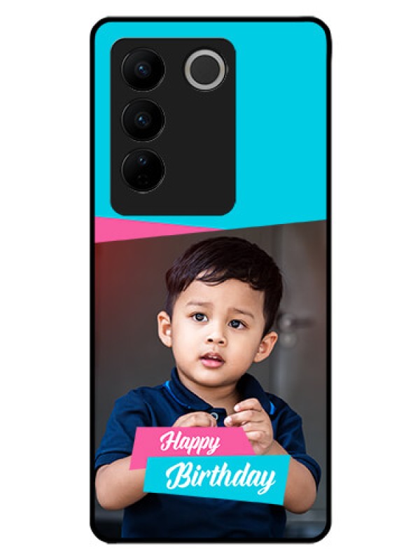 Custom Vivo V27 5G Personalized Glass Phone Case - Image Holder with 2 Color Design